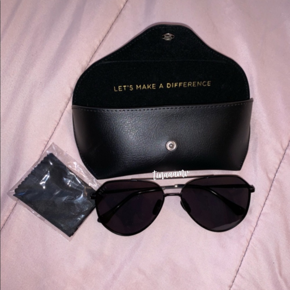 Diff DASH Matte Black POLARIZED aviator sunglasses